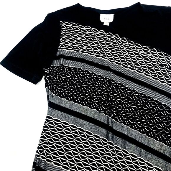 ECI NY Dress Tribal Aztec Black White Ruched L Women Loose Stretch Flowy Sexy - Picture 6 of 16